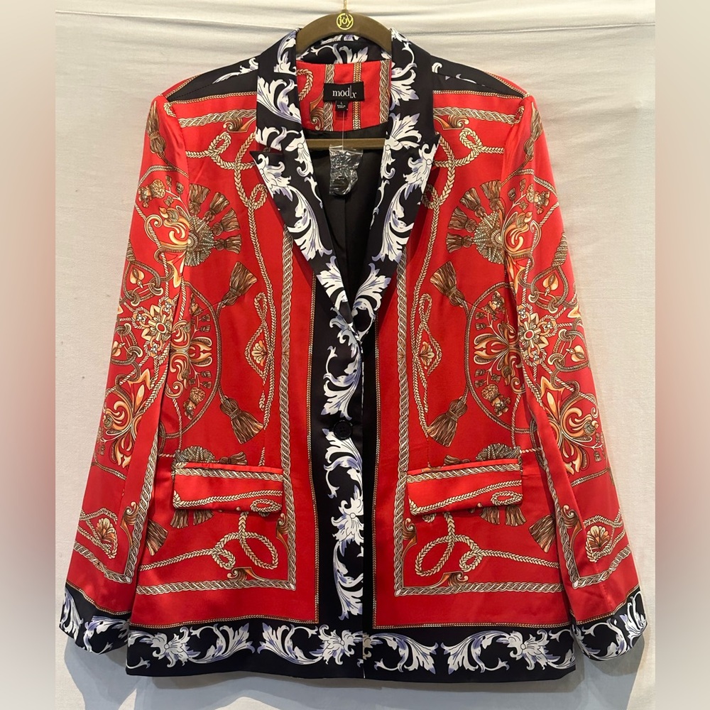 NWOT mod x Rope/Tassel Print Blazer - Size Large